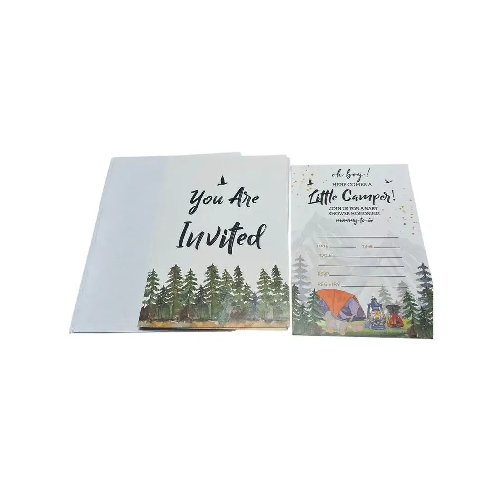 Camping Baby Shower Invitations Cards Little‎ Camper Invites Woodland 20 pcs